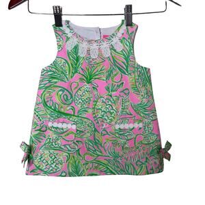 Lilly Pulitzer Girls Pink and Green Pineapple Print Dress